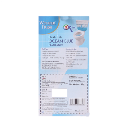 Wukusy 1325 Toilet Cleaner Flush Tab in Ocean Blue, 50 grams, designed for effective bathroom cleaning and freshening.