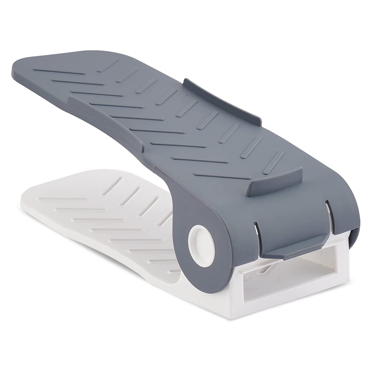 Wukusy adjustable plastic shoe organizer with multiple slots, portable space-saving shoe rack for home storage.
