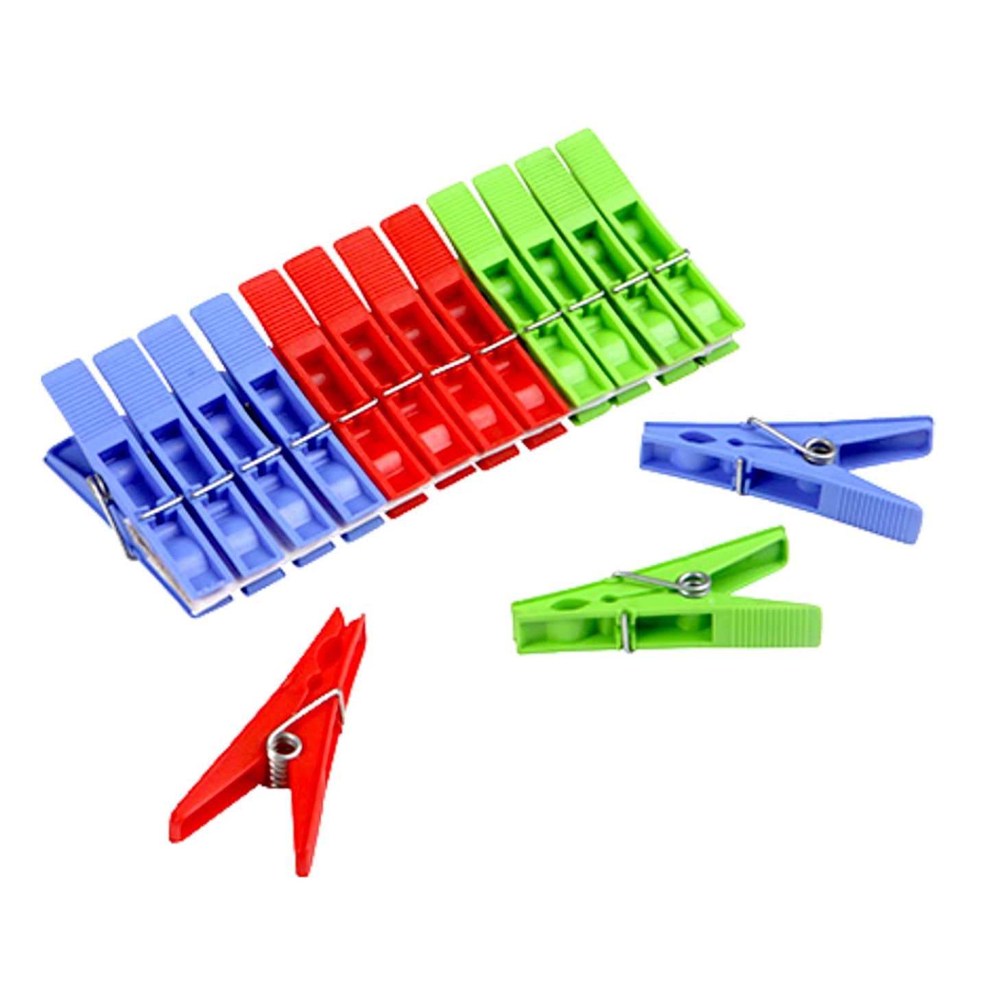 Set of 12 multicolour Wukusy cloth clips for home improvement, perfect for hanging clothes or organizing household items.