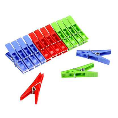Set of 12 multicolour Wukusy cloth clips for home improvement, perfect for hanging clothes or organizing household items.