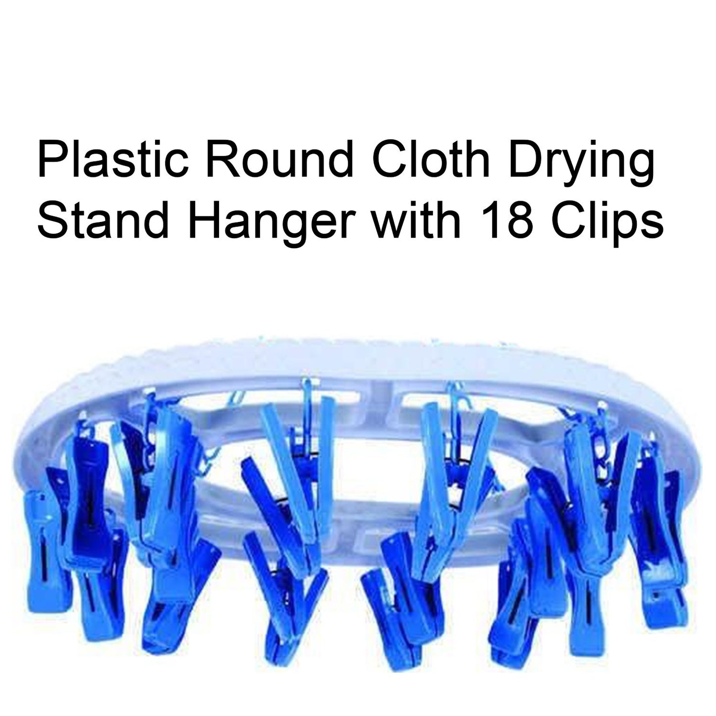 Wukusy 1366 plastic round cloth drying stand hanger with 18 multicolored clips for home improvement and laundry drying.