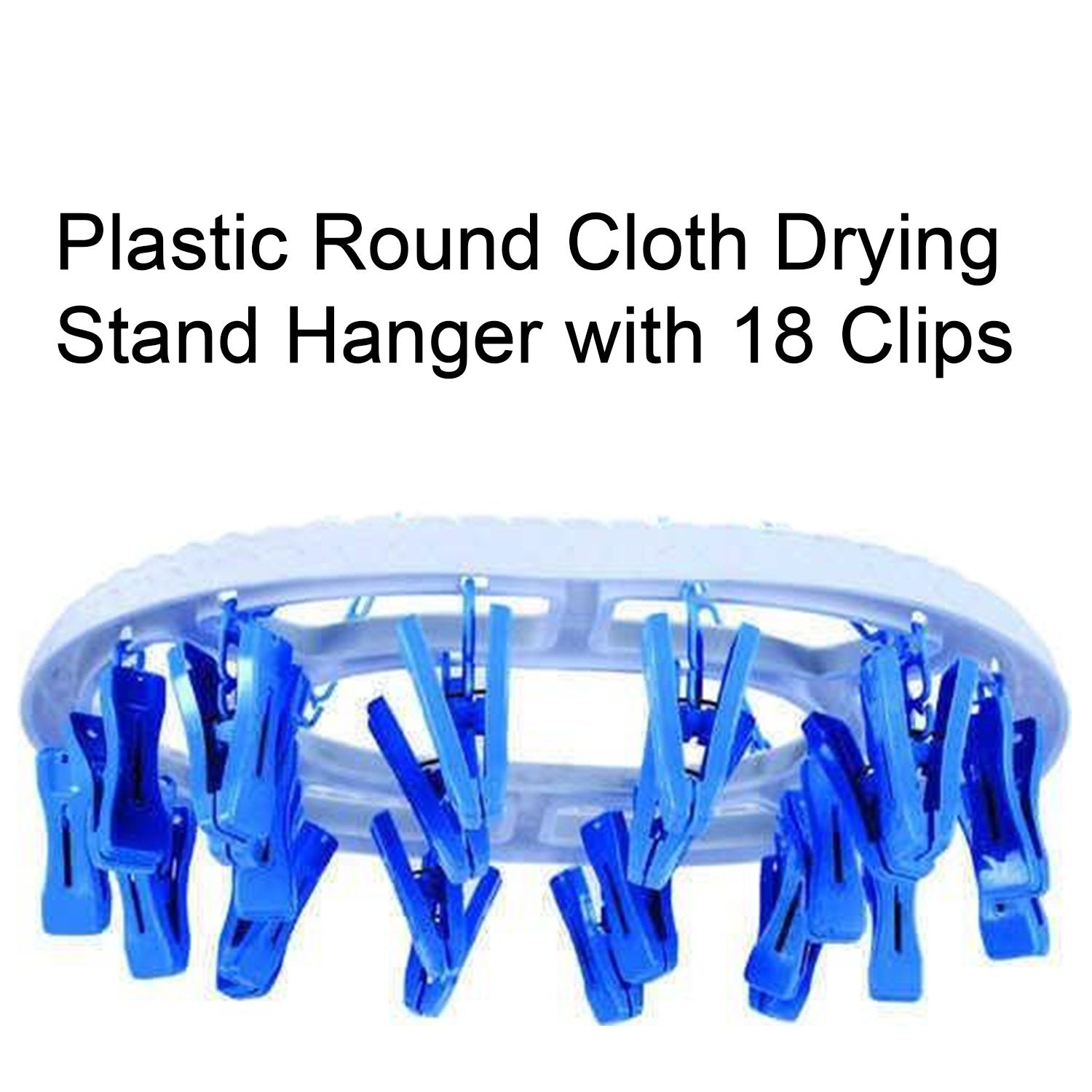 Wukusy 1366 plastic round cloth drying stand hanger with 18 multicolored clips for home improvement and laundry drying.