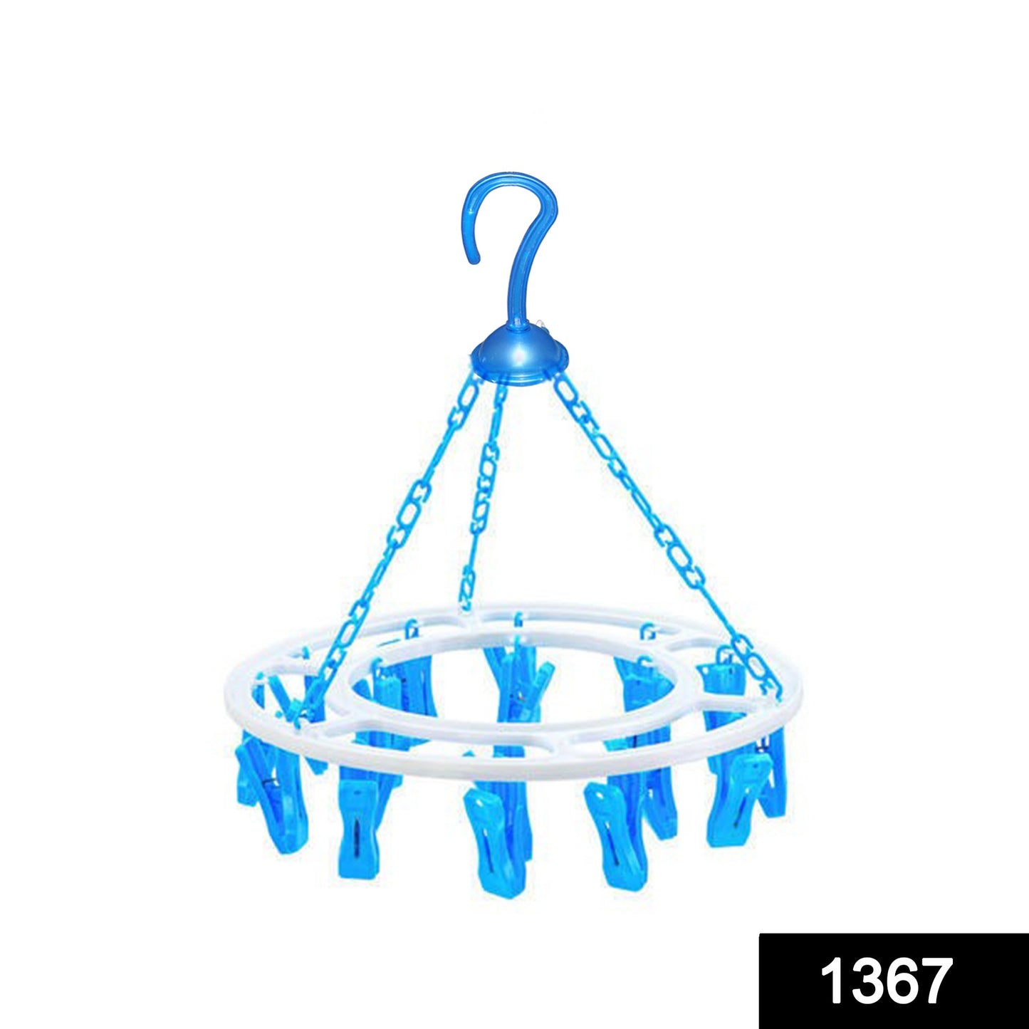 Multicolour Wukusy plastic round cloth drying stand hanger with 24 clips for home improvement and laundry use