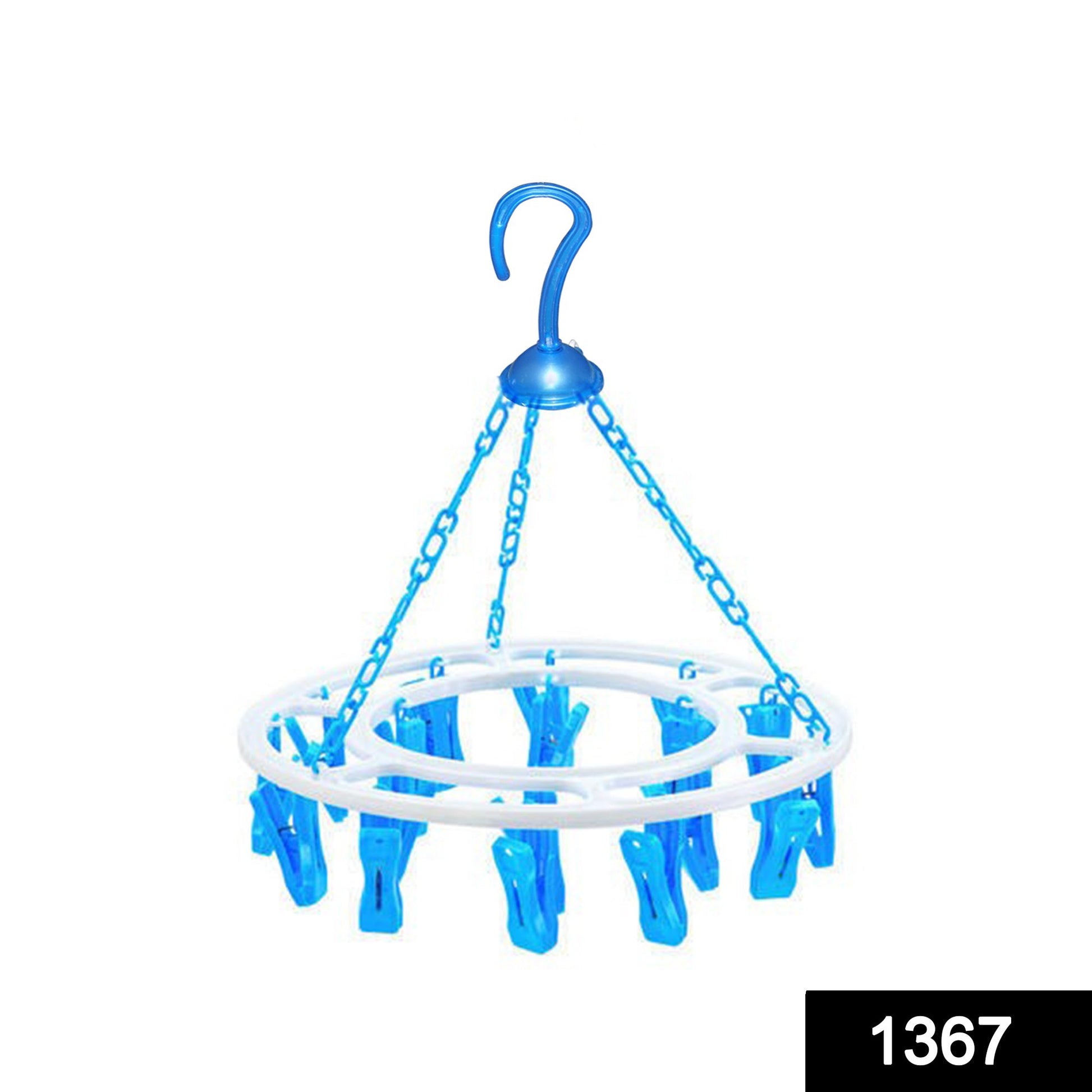 Multicolour Wukusy plastic round cloth drying stand hanger with 24 clips for home improvement and laundry use