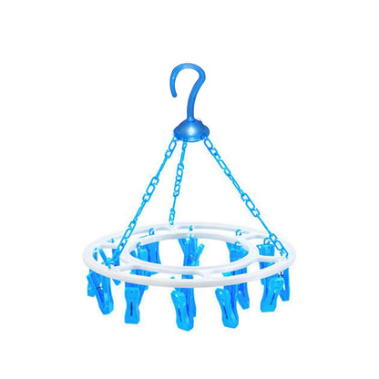 Wukusy plastic round cloth drying stand with 24 multicolour clips for home laundry drying and clothes organization.