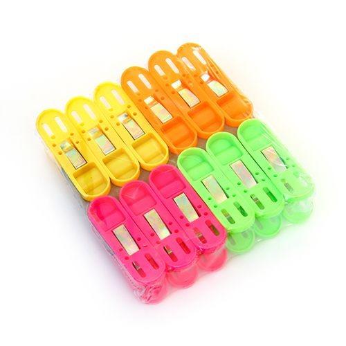 Set of 12 Wukusy cloth drying non-slip plastic clips in multicolour, ideal for laundry and home drying solutions.