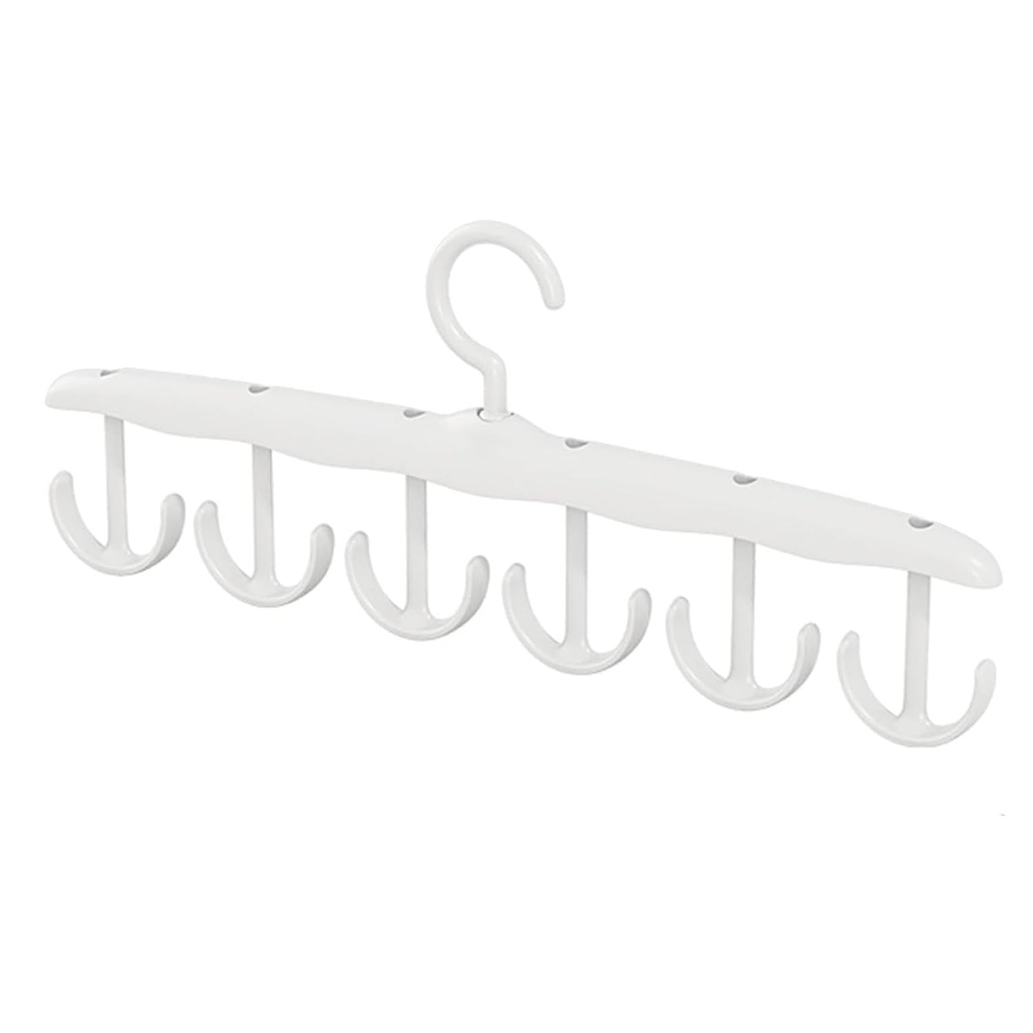 Wukusy 12-hook rotatable wooden tank top hanger for space-saving closet organization and storage in dorms or apartments.