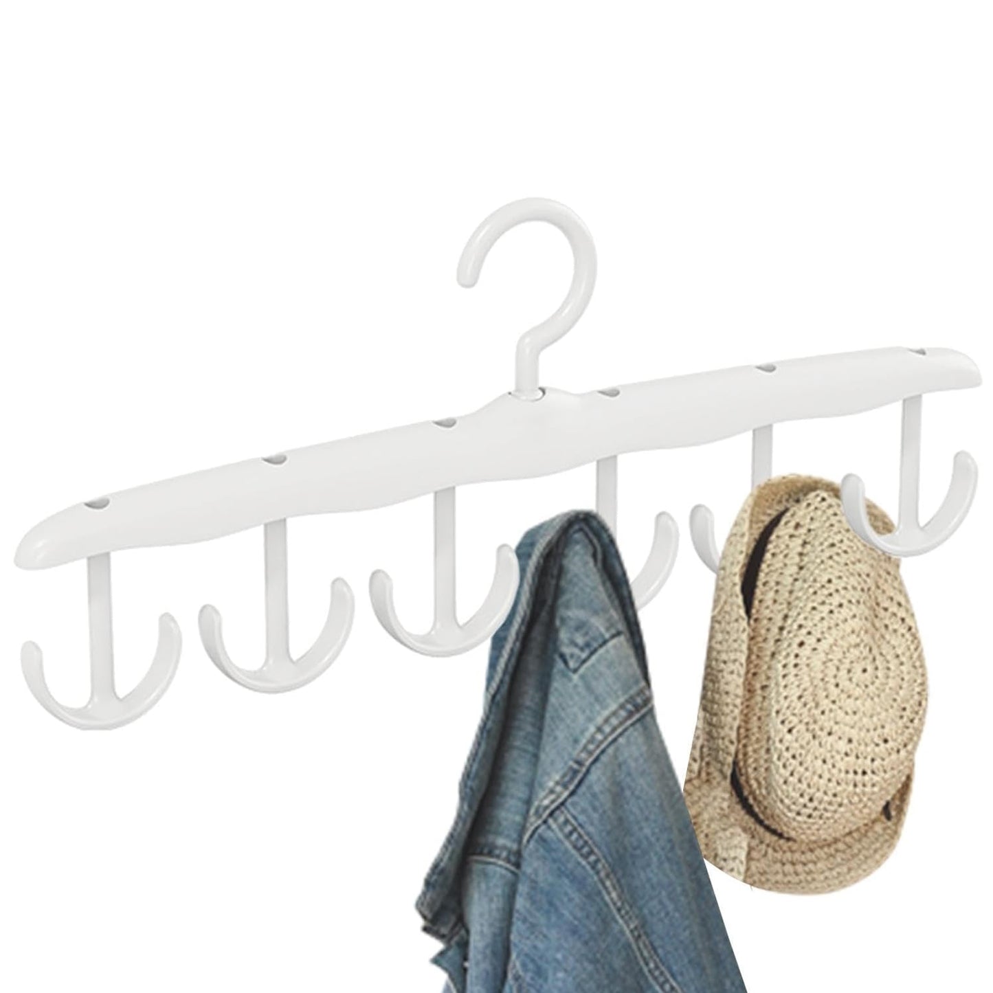 Wukusy 12-hook rotatable wooden tank top hanger for closet organization, space-saving design for dorms and apartments.