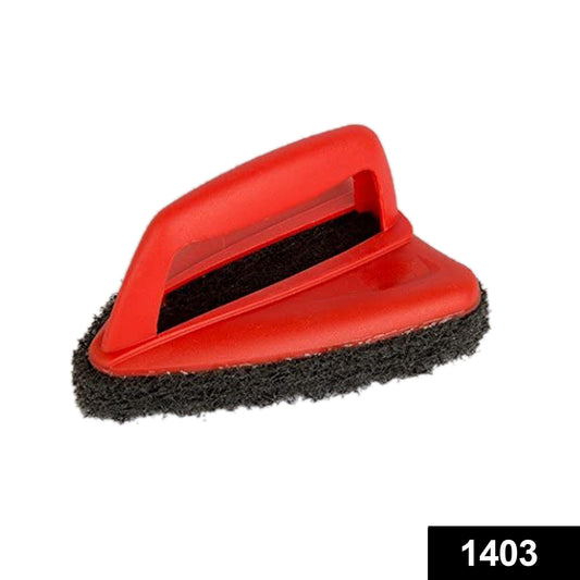 Wukusy bathroom brush with abrasive scrubber for cleaning tiles, featuring durable handle and stiff bristles for deep cleaning.
