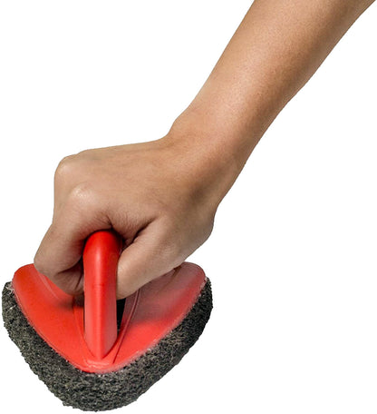 Wukusy bathroom brush with abrasive scrubber for tile cleaning, featuring a sturdy handle and durable cleaning bristles.