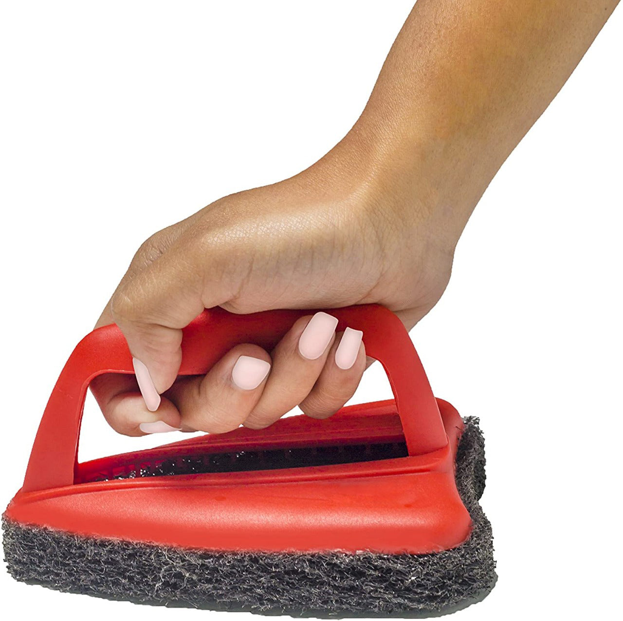 Wukusy bathroom brush with abrasive scrubber for effective tile cleaning, featuring a sturdy handle and cleaning bristles.