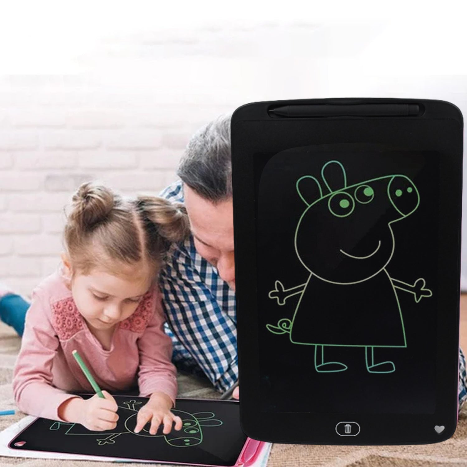 Wukusy 12-inch portable LCD writing board with pen, digital notepad for kids, slate-style drawing, note-taking, and paperless writing.