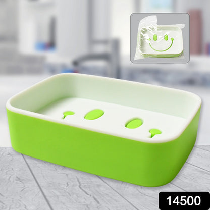 Wukusy 14500 portable travel home box with a cute cartoon smile face, soap dish, and draining holder for bathroom or kitchen use