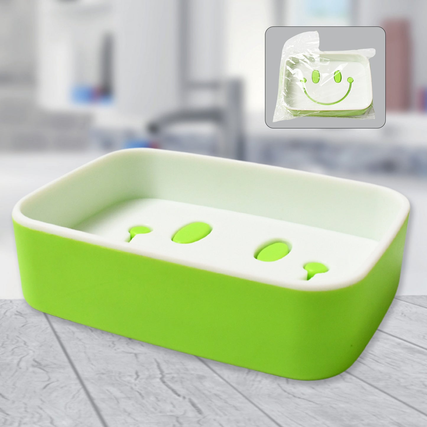 Wukusy 14500 portable travel home box with a cute cartoon smile face, serving as a soap dish and draining holder for home use.