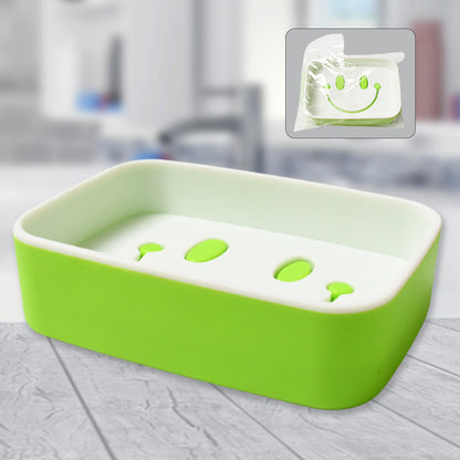 Wukusy 14500 portable travel home box with a cute cartoon smile face, serving as a soap dish and draining holder for home use.