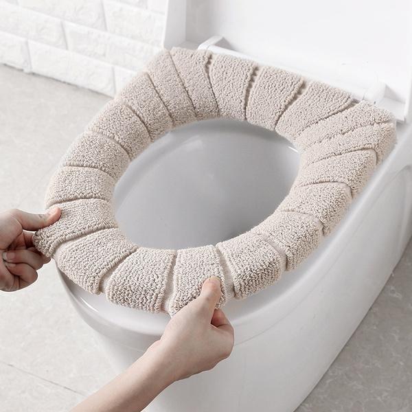 Wukusy winter soft plush toilet seat mat cover cushion for added comfort and warmth in home bathroom.