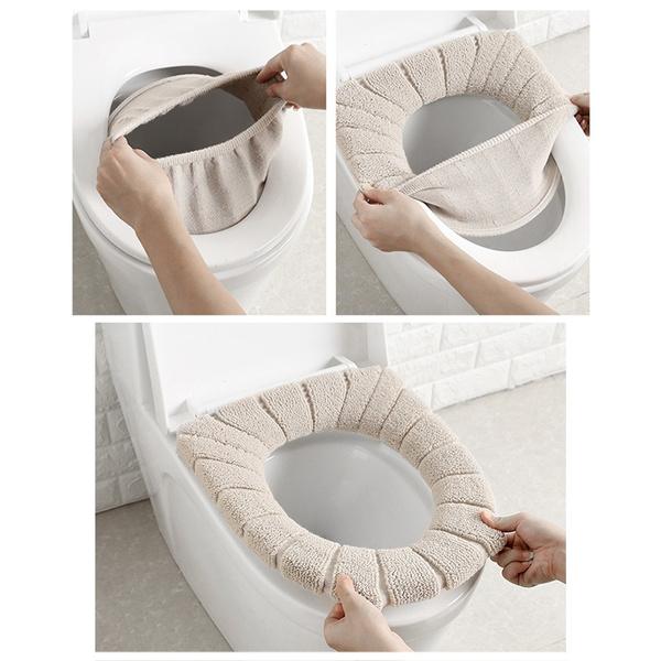 Wukusy winter soft toilet seat mat cover, plush and comfortable for home bathroom use, provides warmth and cushioning.