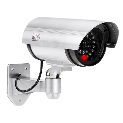 Wukusy 1481 Wireless Security CCTV fake outdoor dummy IR camera for home security, black plastic exterior, mounted outdoors.