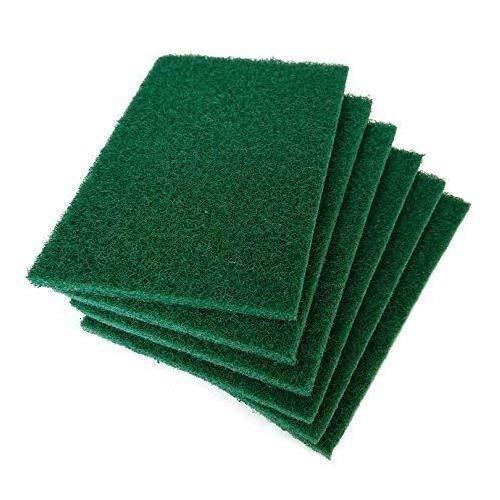 Wukusy green kitchen scrubber pads for utensils and tile cleaning, durable home improvement cleaning tools.