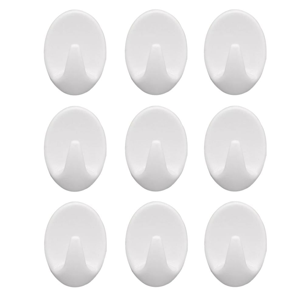 Wukusy 1544 self-adhesive plastic wall hook set with nine hooks, ideal for home and kitchen organization and storage.