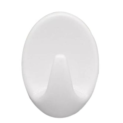 Set of nine Wukusy self-adhesive plastic wall hooks for home and kitchen organization, mounted on a wall in a modern setting.