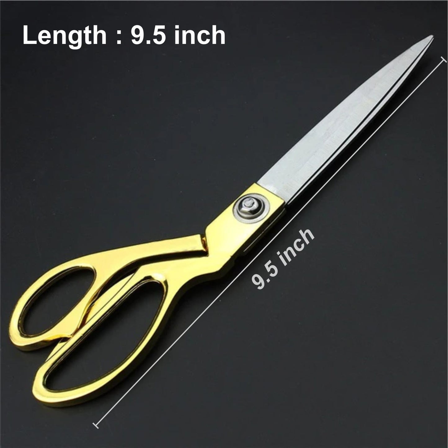 Wukusy 9.5-inch golden stainless steel tailoring scissors for professional cloth cutting, ideal for home improvement projects.