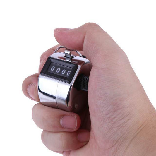 Wukusy 1550 4-digit hand-held tally counter with clicker for counting, used in home improvement tasks.
