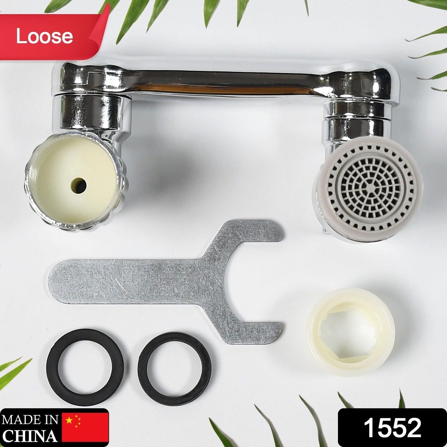 Wukusy Splash Faucet Filter with rotating sprayer head, double O-ring design, water-saving sink aerator for kitchen and bathroom.