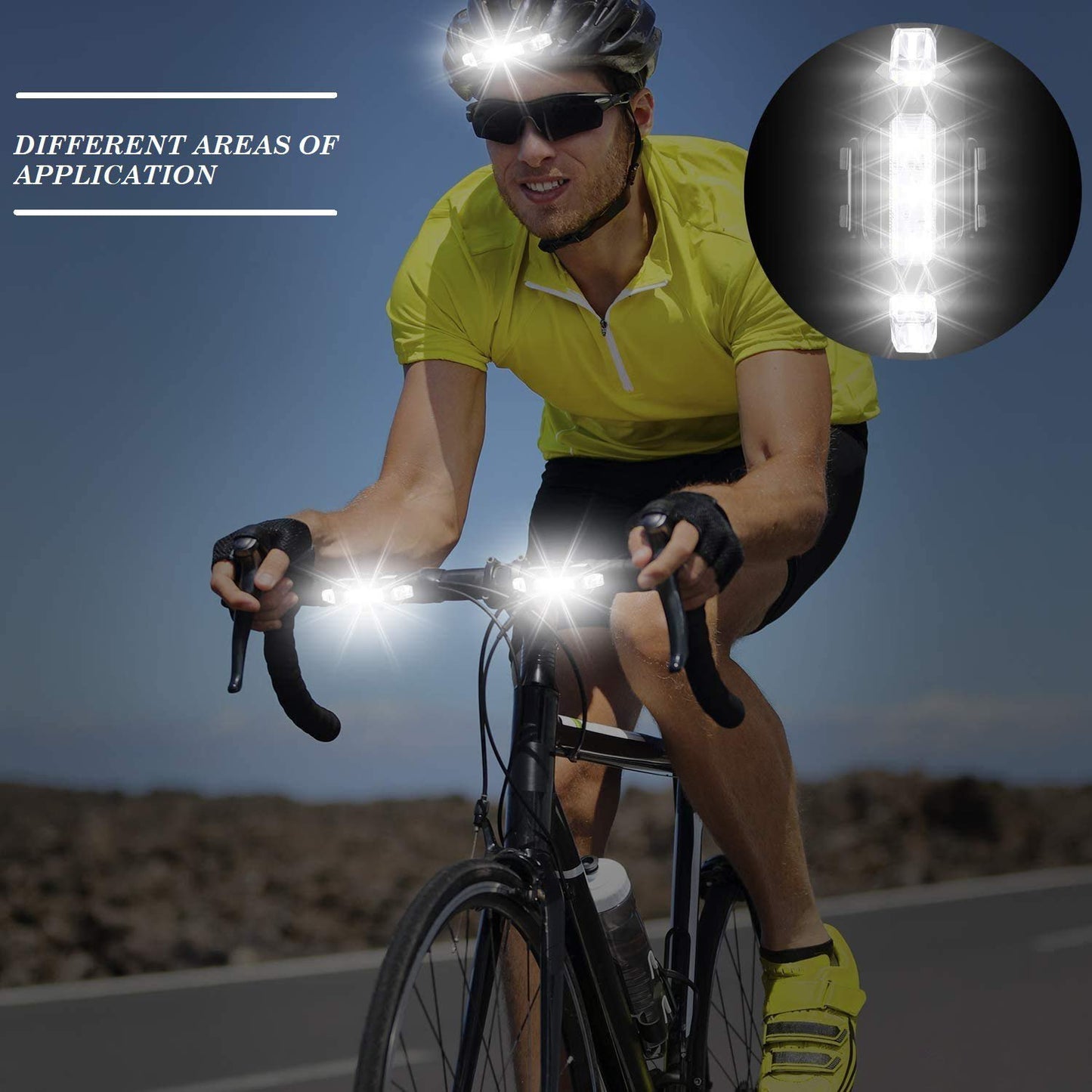Wukusy 1560 Rechargeable Bicycle Front Waterproof LED Light in white, mounted on a bike for visibility and safety.