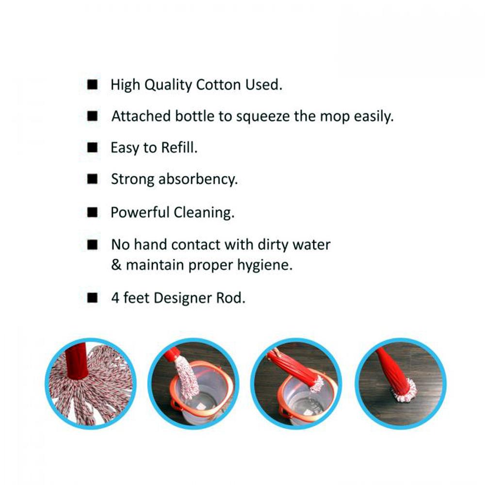 Wukusy Steel Rod Cotton Bottle Mopbroom for home cleaning, with durable steel rod and soft cotton head, set of 12.