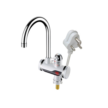 Wukusy stainless steel electric water heater faucet with LED digital display and instant heating for home improvement.