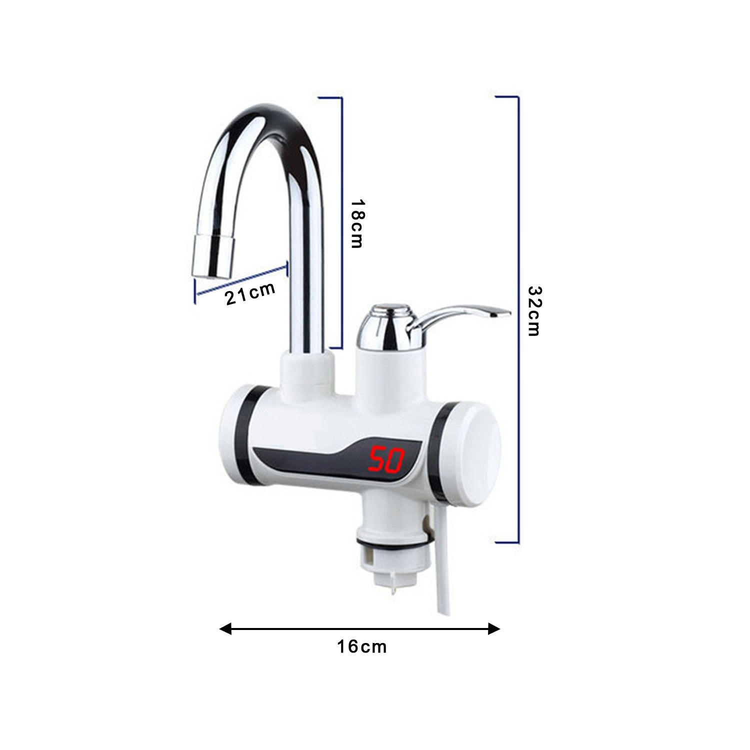 Wukusy stainless steel LED digital display electric water heater faucet with instant heating for home improvement.