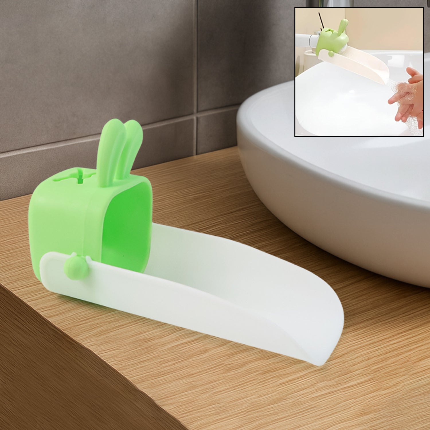 Wukusy 1600 silicone sink handle extender for children and babies, blue, designed to make sink handles easier for kids to use