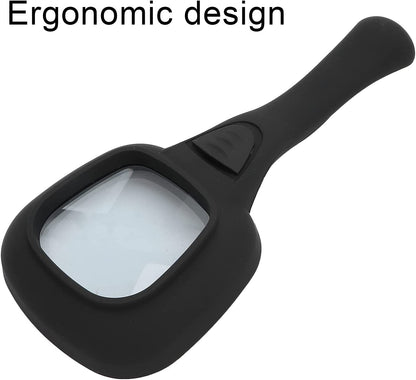Wukusy handheld magnifying glass with 6 LED lights, ideal for reading, jewelry inspection, soldering, coins, and exploring.