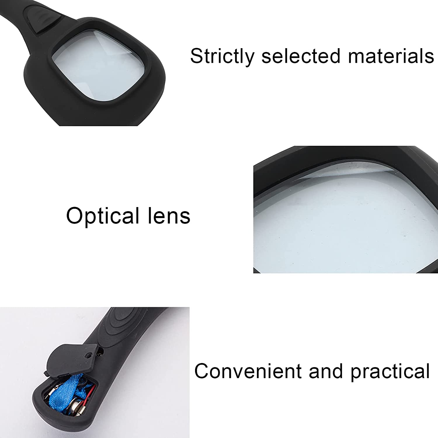 Wukusy handheld magnifying glass with 6 LED lights, ideal for reading, inspecting coins, jewelry, and soldering projects.