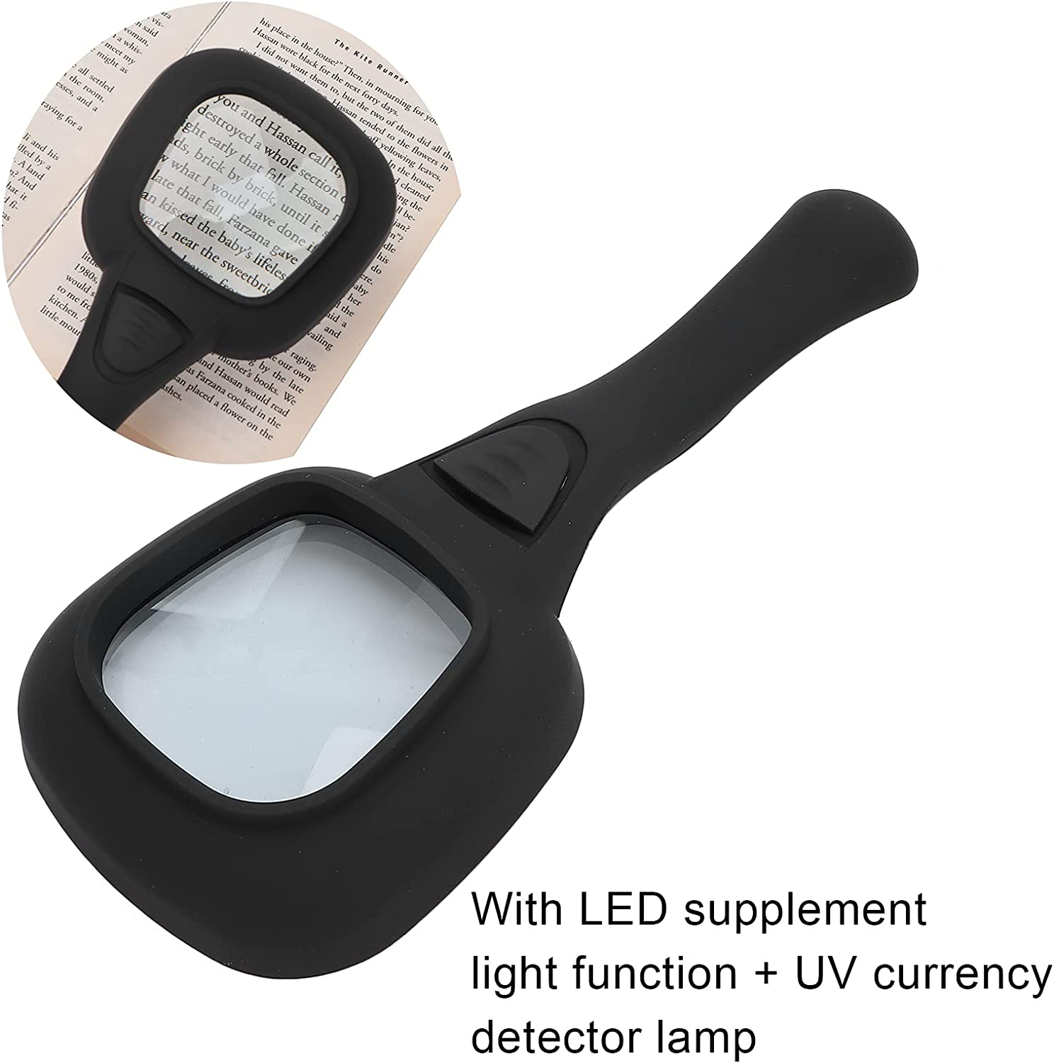 Wukusy 1607 handheld magnifying glass with 6 LED lights, ideal for seniors, reading, soldering, inspecting coins and jewelry.
