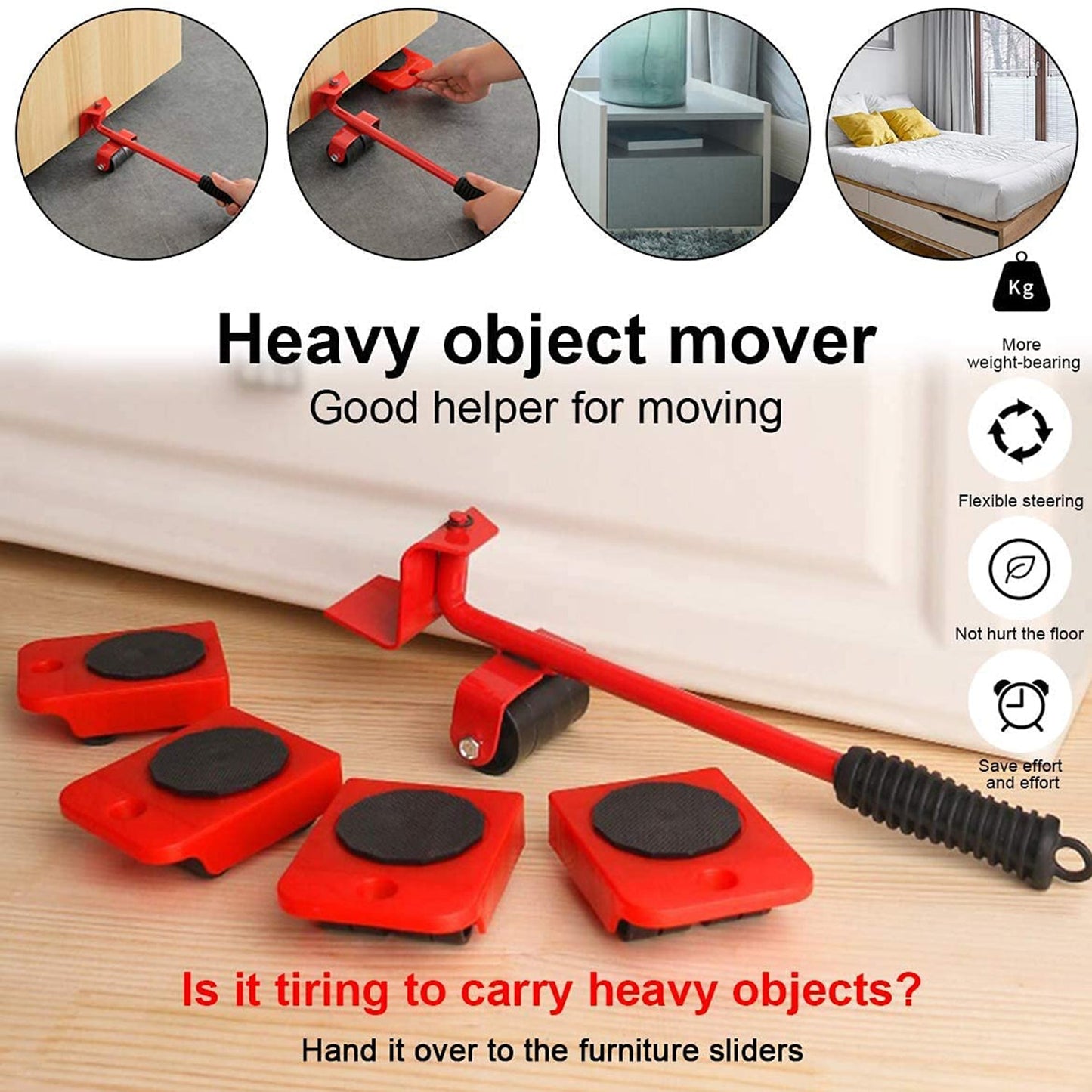 Wukusy heavy furniture lifter and shifting tool for home improvement, showing the durable metal tool used for lifting and moving furniture.