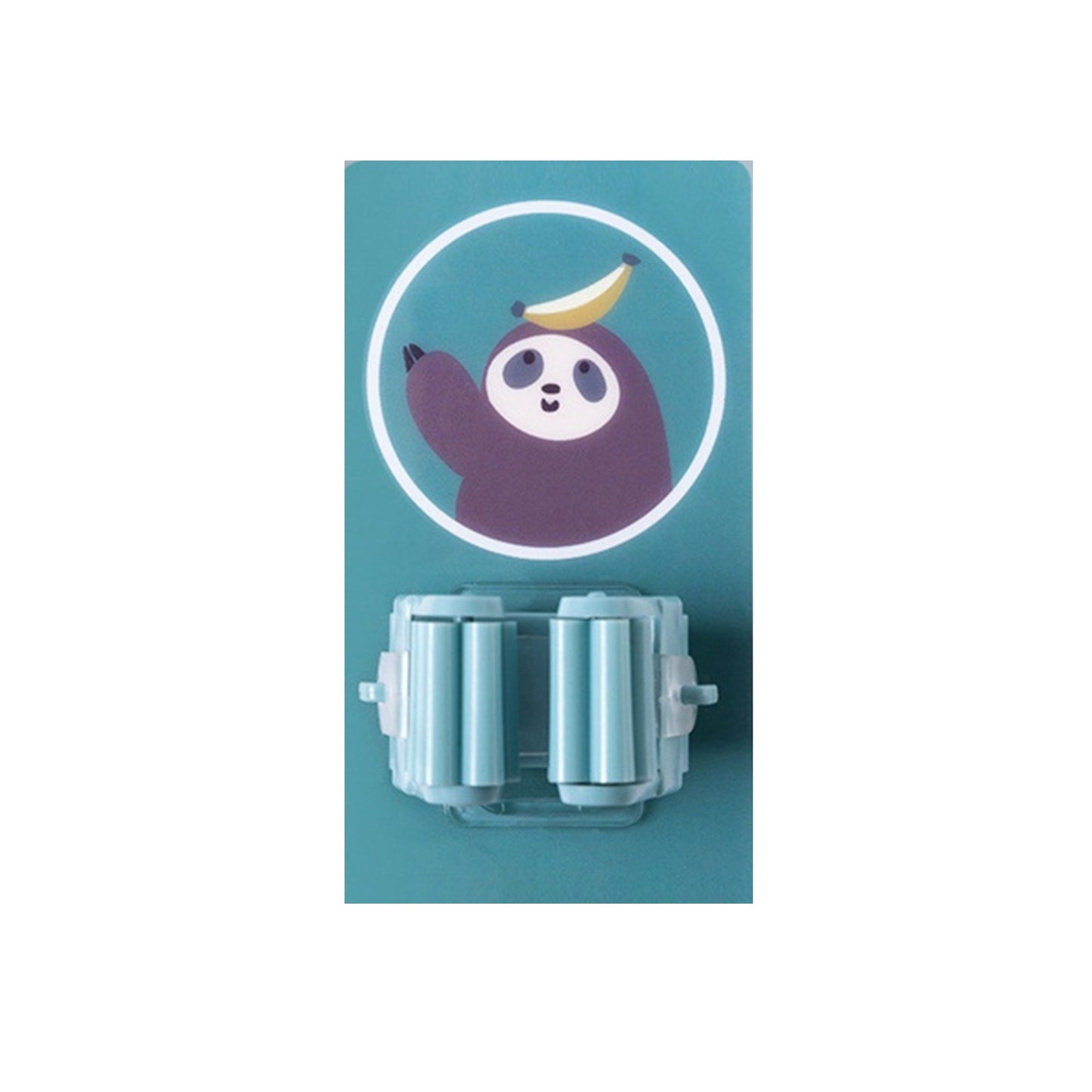 Wukusy Magic Sticker Series self-adhesive mop and broom holder mounted on wall, organizing cleaning tools in a home improvement setting.