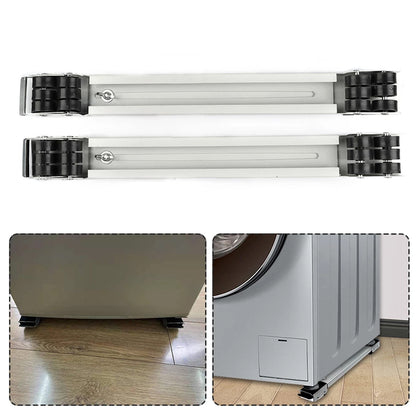 Wukusy 2-piece heavy-duty castor wheels for furniture moving, shown attached to a piece of furniture on a smooth floor.