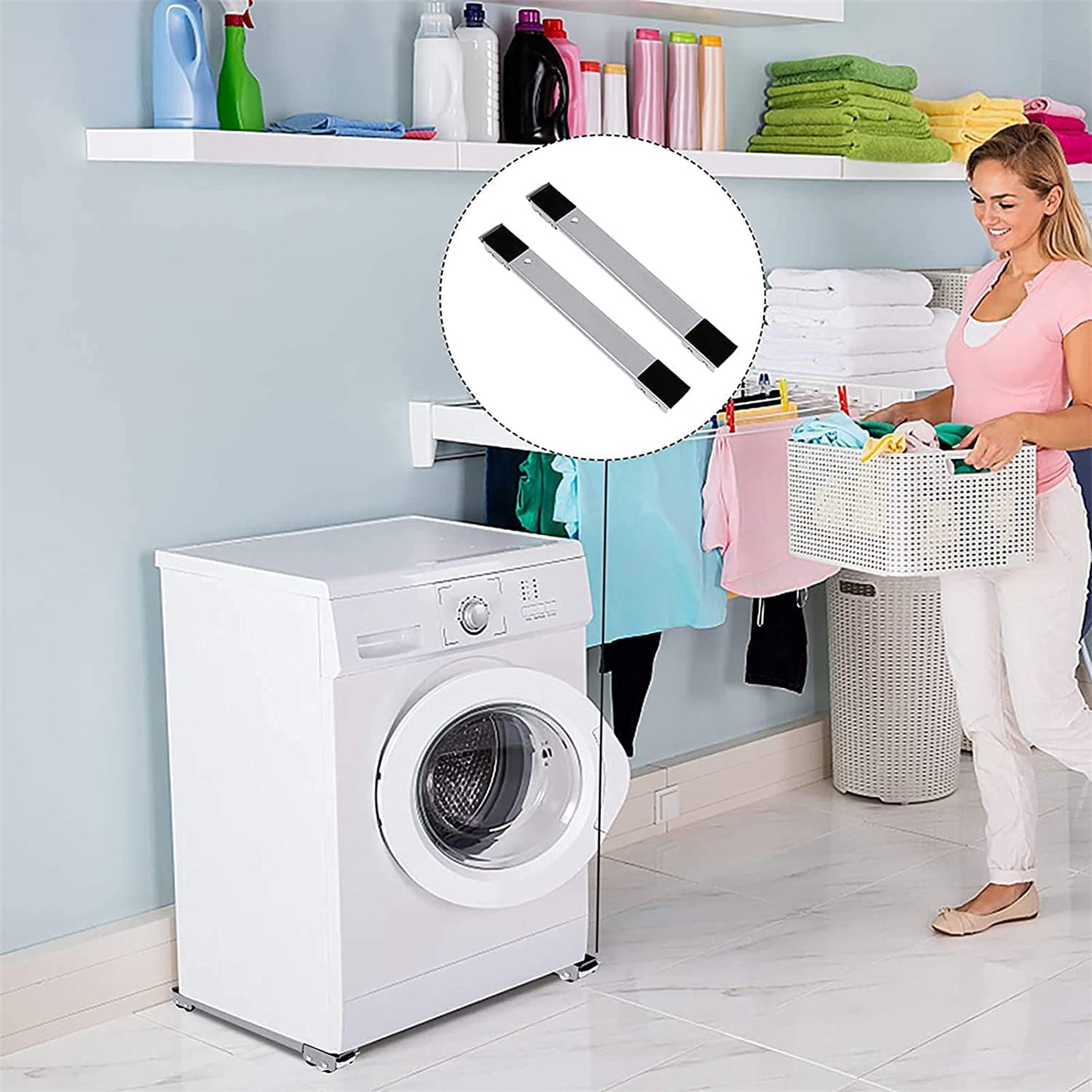 Wukusy 2-piece heavy-duty castor wheels for furniture moving, durable metal construction with rubber wheels for smooth sliding.