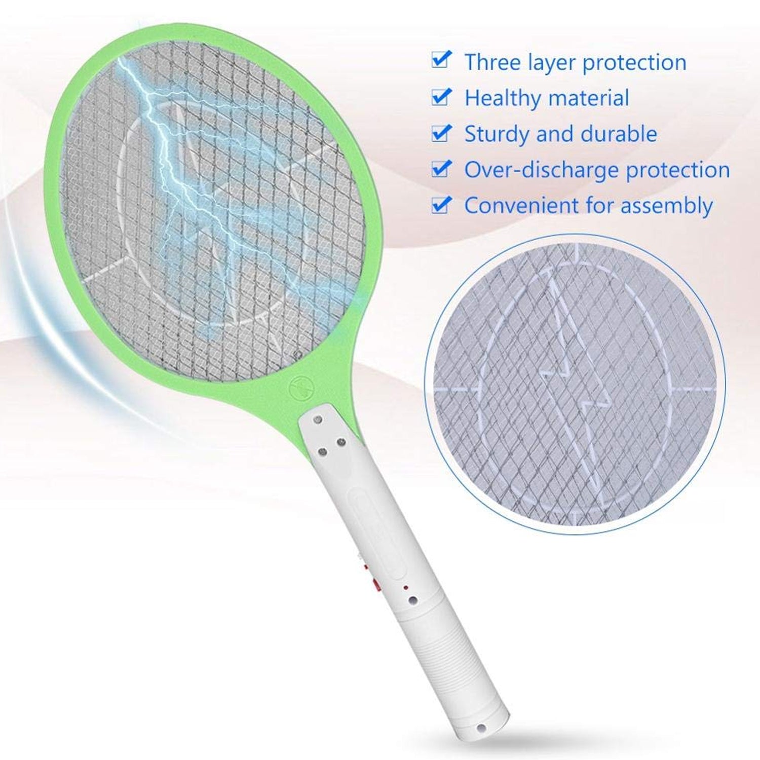 Wukusy rechargeable electric mosquito killer racket with handheld design, ideal for indoor insect control and fly extermination.
