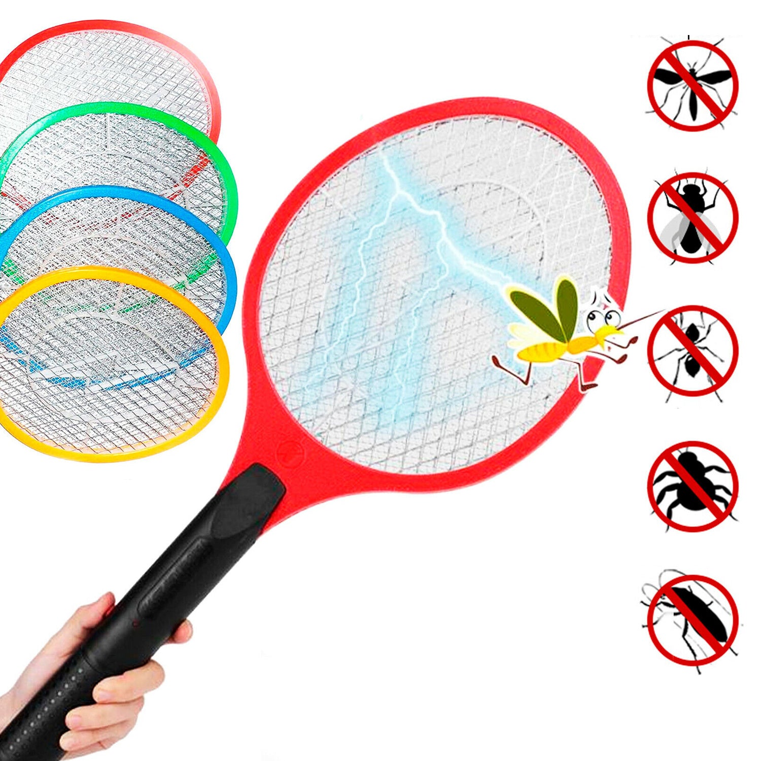 Wukusy rechargeable electric mosquito killer racket with handheld design, fly swatter and insect elimination for home use.