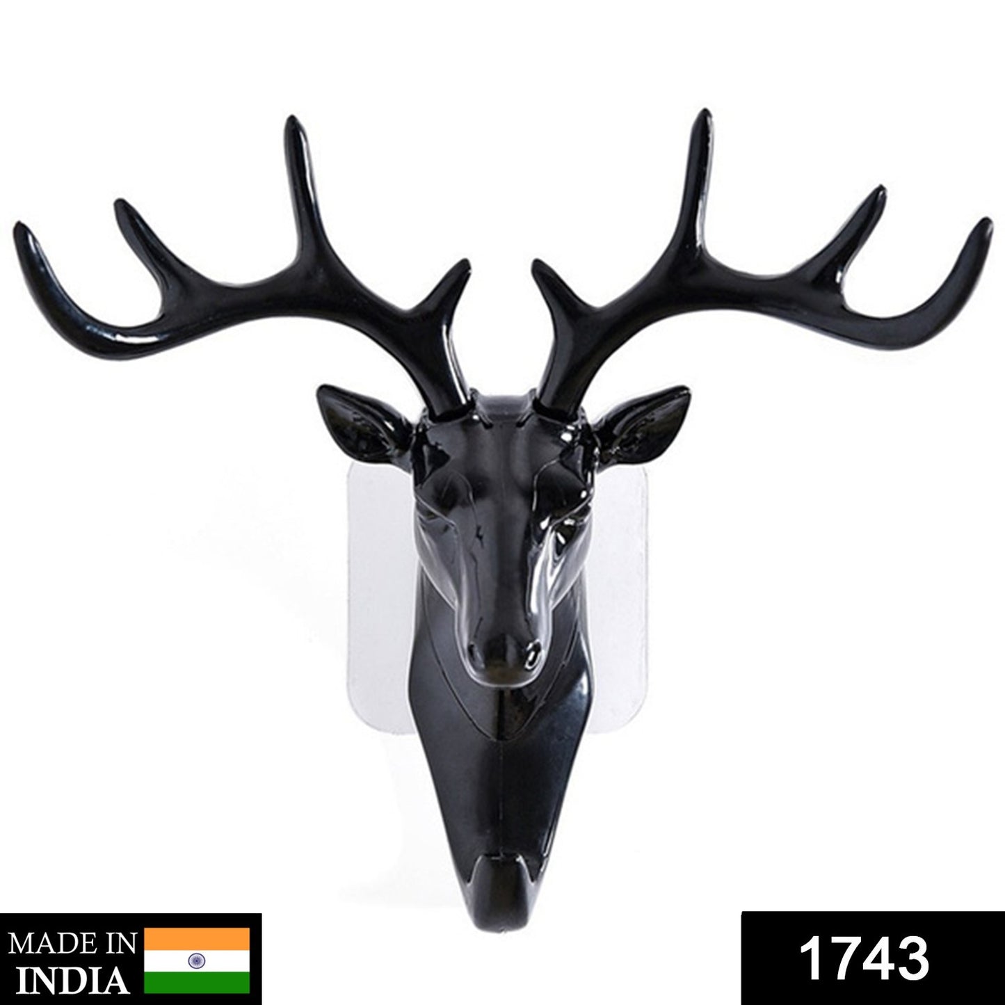 Wukusy deer head self-adhesive wall door hook hanger for home improvement, featuring a decorative deer head design and adhesive backing.