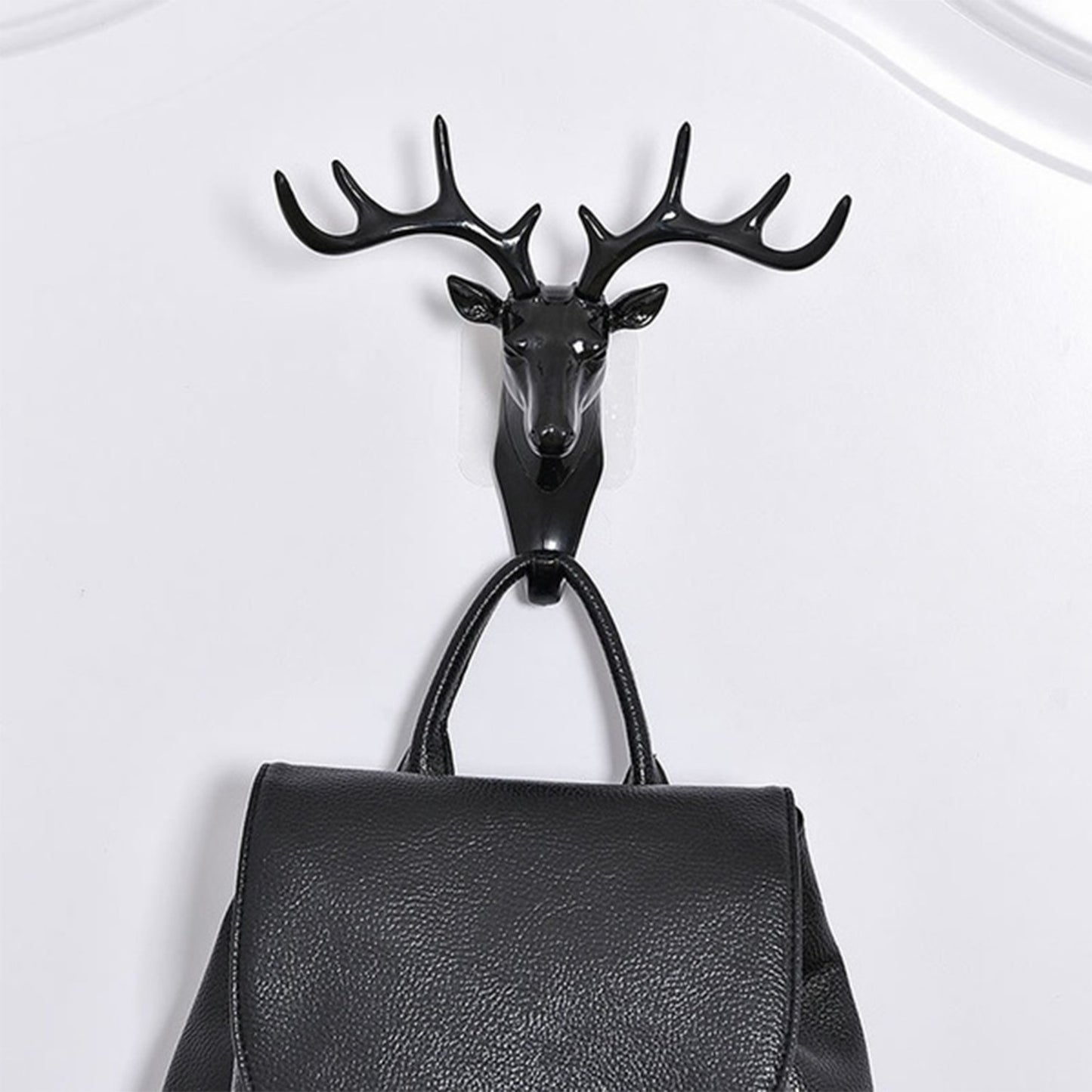 Wukusy Deer Head Self Adhesive Wall Door Hook Hanger for home organization and door decoration in a rustic style.