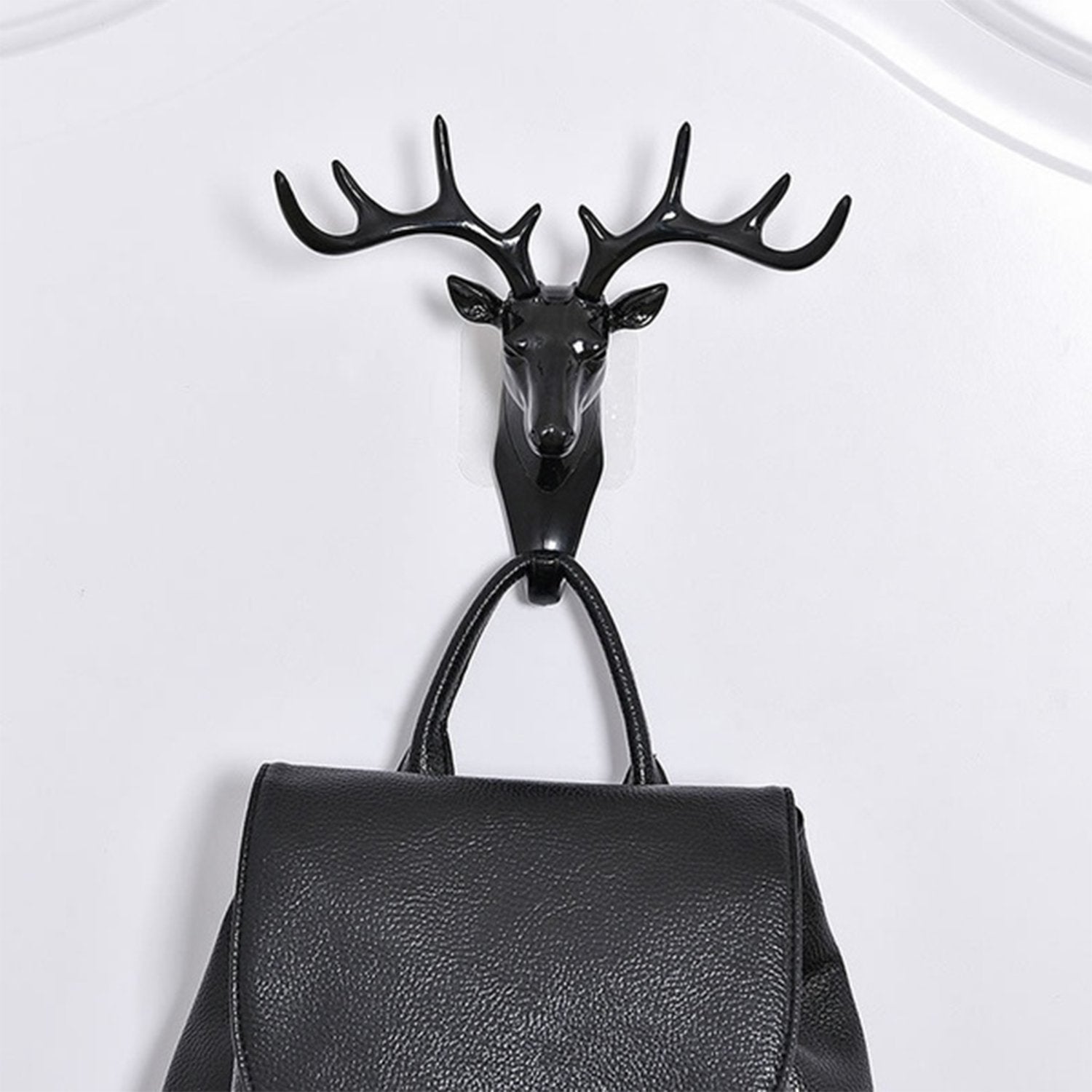 Wukusy Deer Head Self Adhesive Wall Door Hook Hanger for home organization and door decoration in a rustic style.