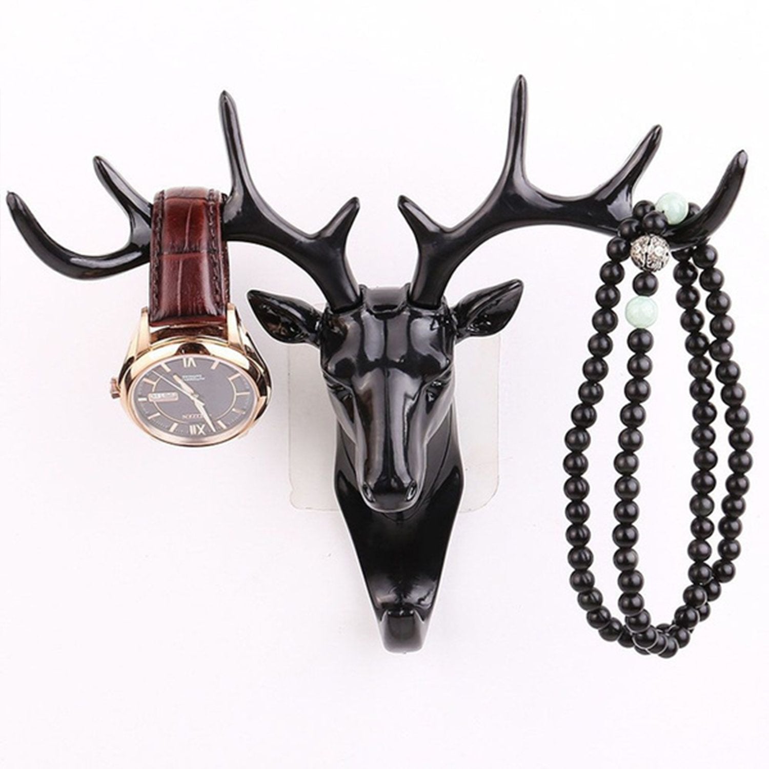 Wukusy Deer Head Self-Adhesive Wall Door Hook Hanger for home improvement, featuring a decorative deer head design.