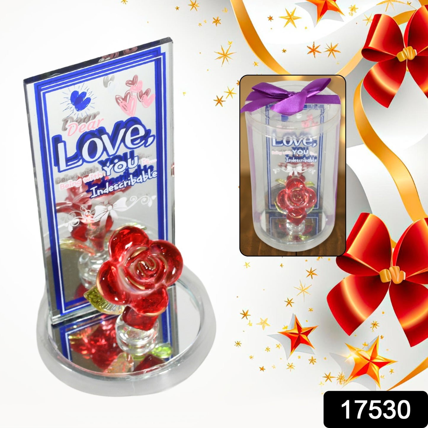 Wukusy romantic rose-shaped love showpiece, perfect for Valentine's Day, anniversary, or wedding gift, home decor decorative item.