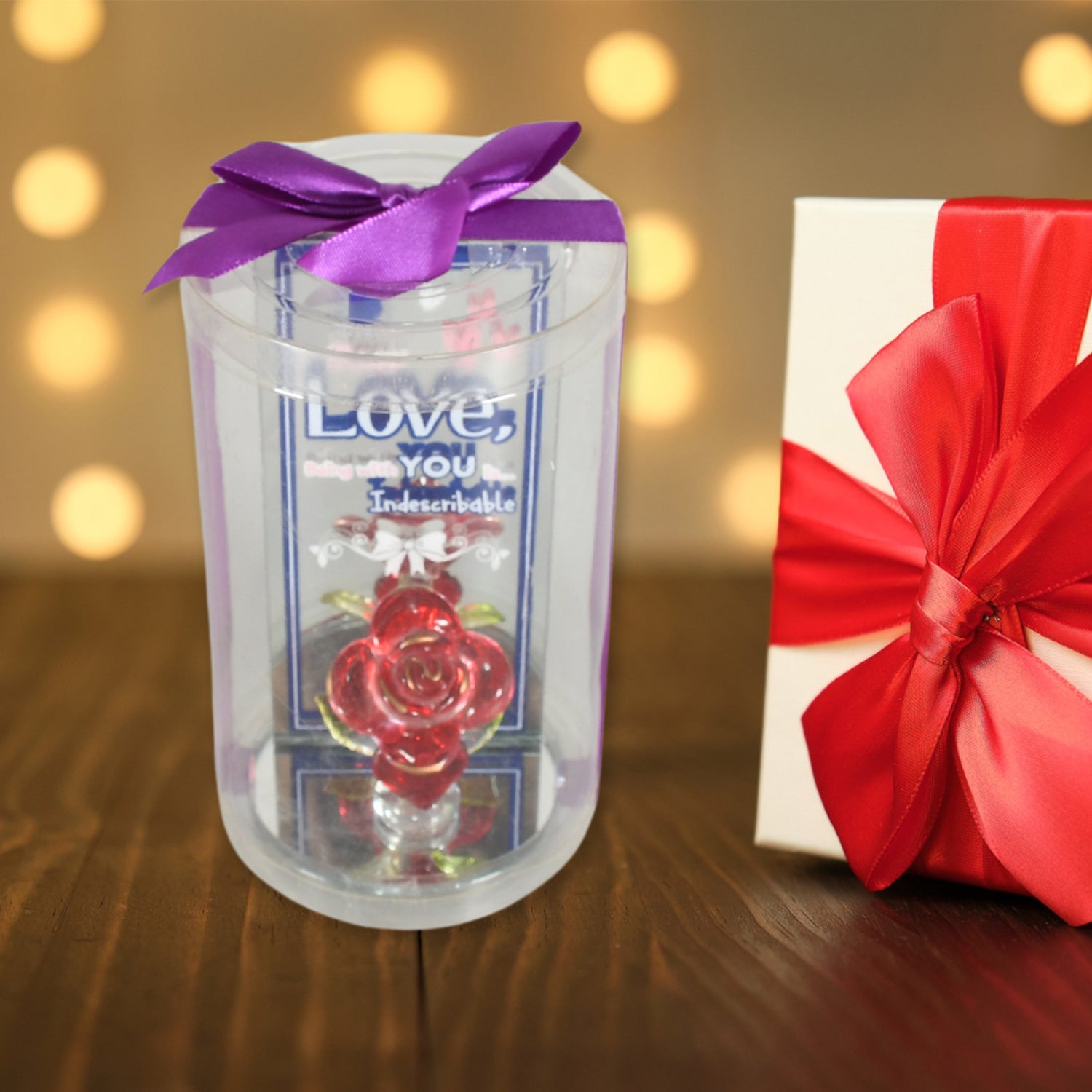 Wukusy romantic rose gift showpiece for home decoration, perfect for Valentine's Day, anniversary, or wedding celebration.
