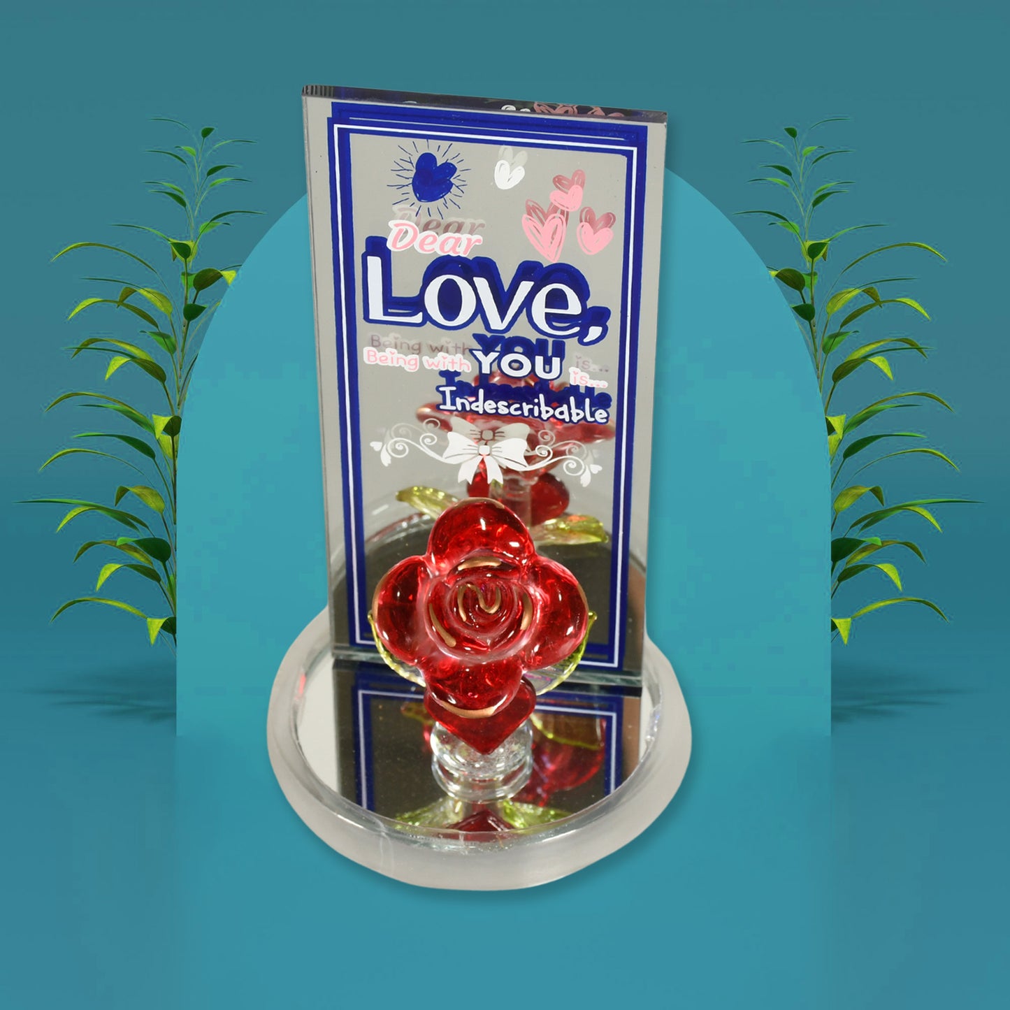 Wukusy romantic rose-shaped love showpiece gift set, perfect for Valentine's Day, anniversary, or wedding home decoration.