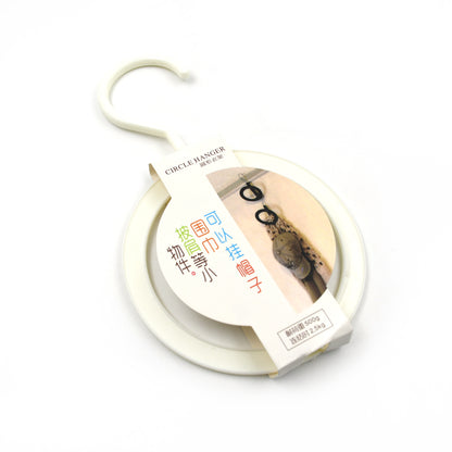 Plastic circle hanger with hooks for hats, towels, bags, and closet organization in bathroom, wall, or door storage by Wukusy.